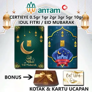 Logam Mulia Emas ANTAM EID MUBARAK IDUL FITRI Gift Series Custom Certicard Certieye