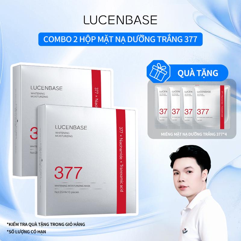 [LIVE]2 Hộp Mặt Nạ Giấy 377 LUCENBASE Dưỡng Ẩm, Trắng Da, Sáng Da, Mịn Da 10 Miếng/Hộp