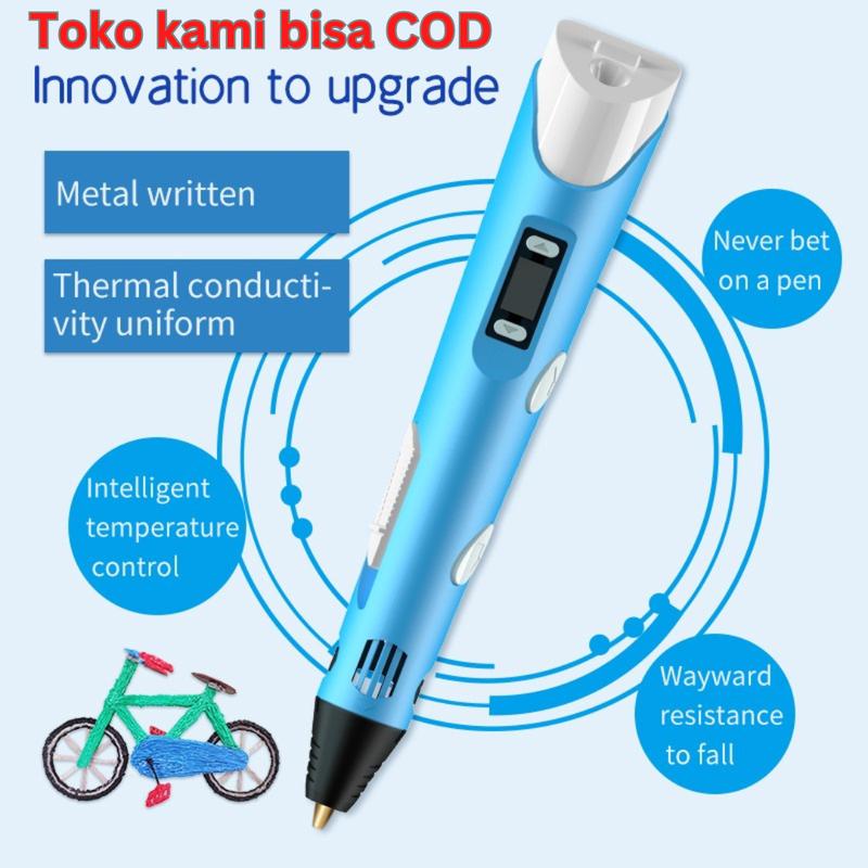 BAYAR DIRUMAH Pulpen 3D Anak Stereoscopic Printing Gambar Ajaib 3 Filamen - Biru 3