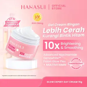 HANASUI Glow Expert Day Cream NEW Improved Formula - Gel Cream Ringan No Whitecast Mencerahkan & Kurangi Bintik Hitam - Niacinamide & Genowhite