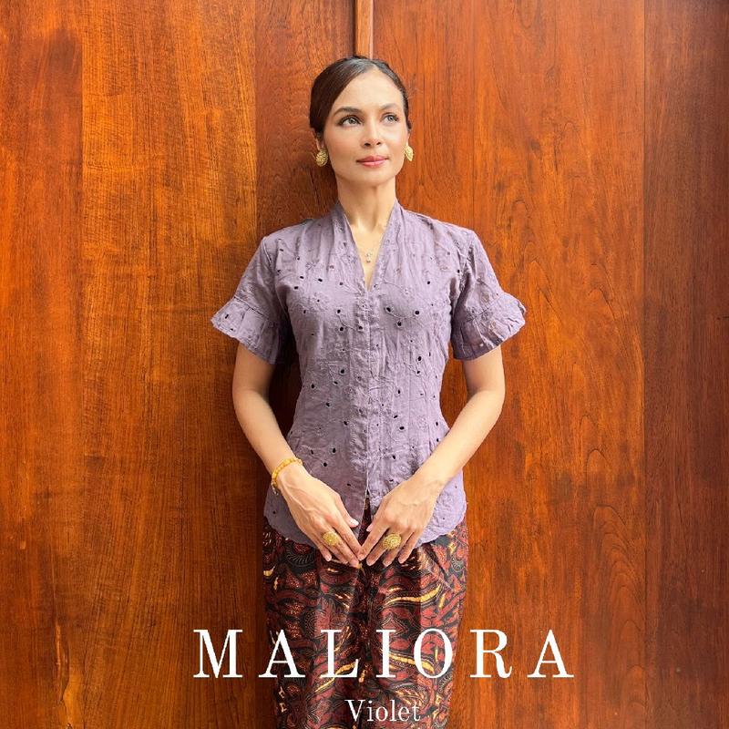 Atasan Kebaya Kartini Lengan Pendek Katun Bordir Maliora 1