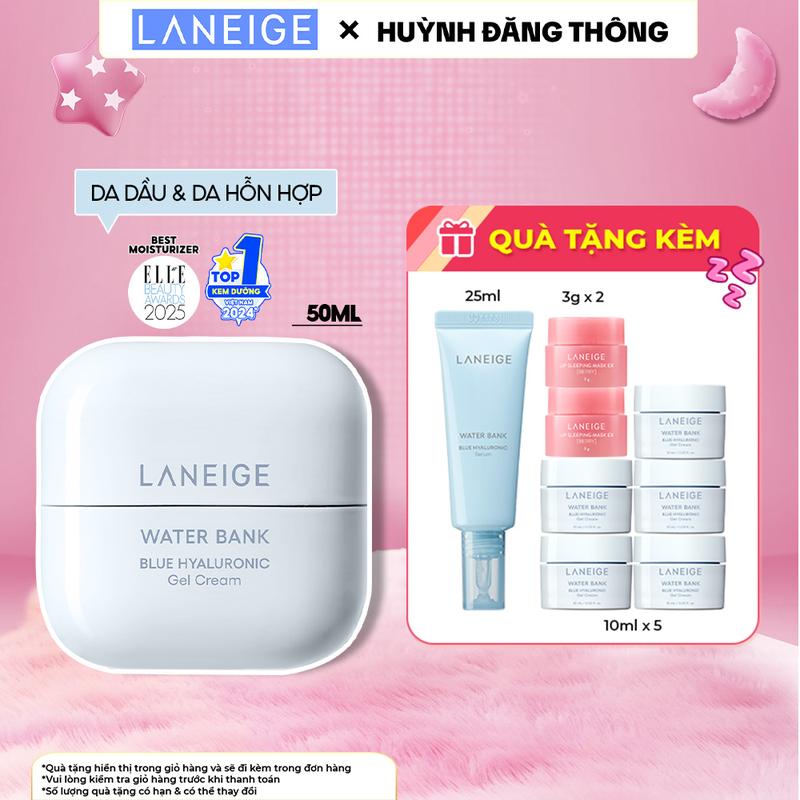   LANEIGExHUỲNH ĐĂNG THÔNG  Kem Dưỡng Ẩm Dạng Gel Water Bank Blue Hyaluronic Gel Cream 50ml  Da Dầu và Da Hỗn Hợp  Skincare Làm Đẹp Da 