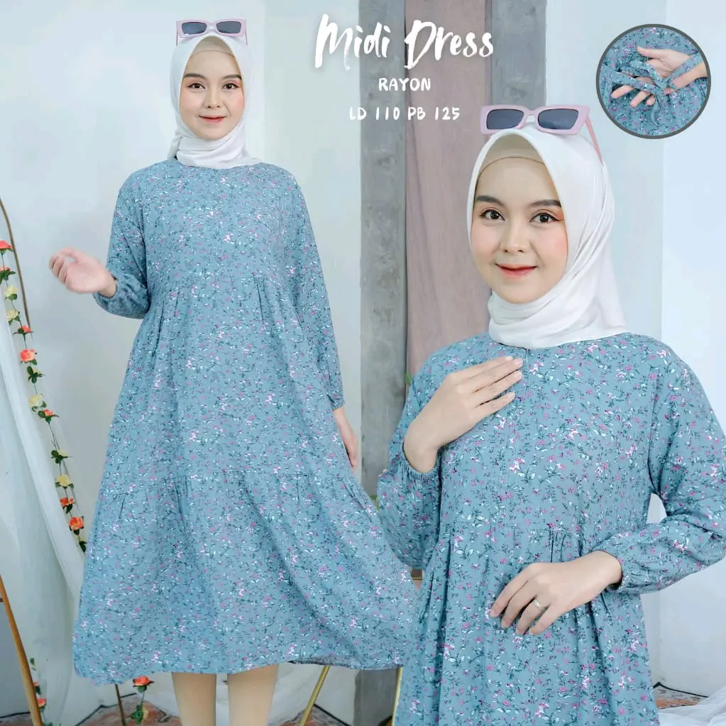 midi dres serut rayon motif cocok bumil bb 40-70