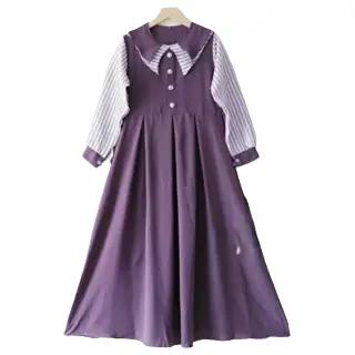 Selena Dress Gaun Muslim Gamis Anak Remaja Kondangan Maxi Crinkle Airflow Minimalis Panjang Lutut Baju Wanita Tanggung