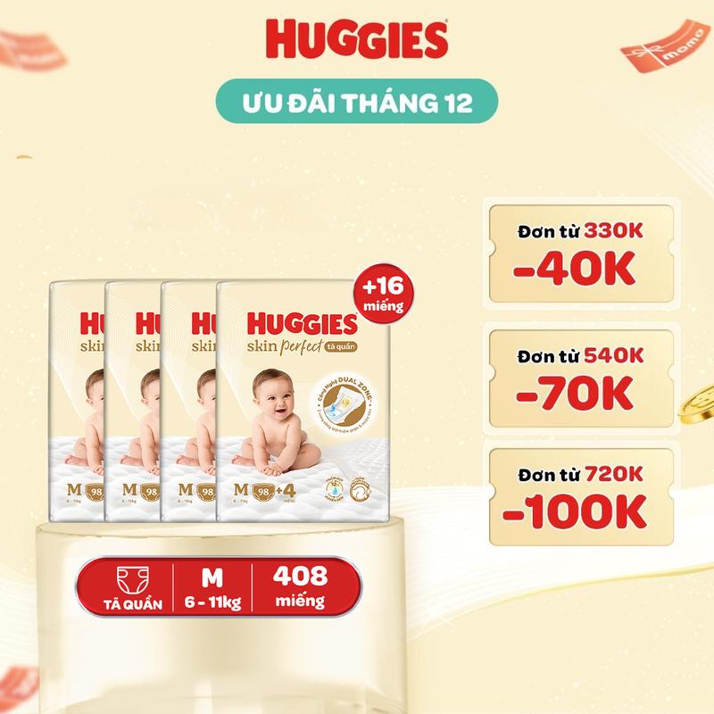 Creator Combo 4 Tã quần Huggies Skin Perfect Mega Jumbo M98+4 L88+4 XL72+4 XXL64+4