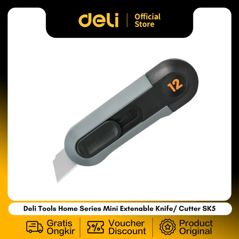 Deli Tools Home Series Mini Extenable Knife/ Cutter SK5 Blade ABS 12m / HT4007 / HT4007C / HT4007L 0