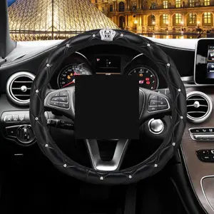 Sarung Stir Mobil Kulit Premium 37-38 cm dengan Ornamen Mengkilap dan Perlindungan Terbaik untuk Semua Mobil Car Bahan PU Berkualitas Tinggi dan Desain Ergonomis