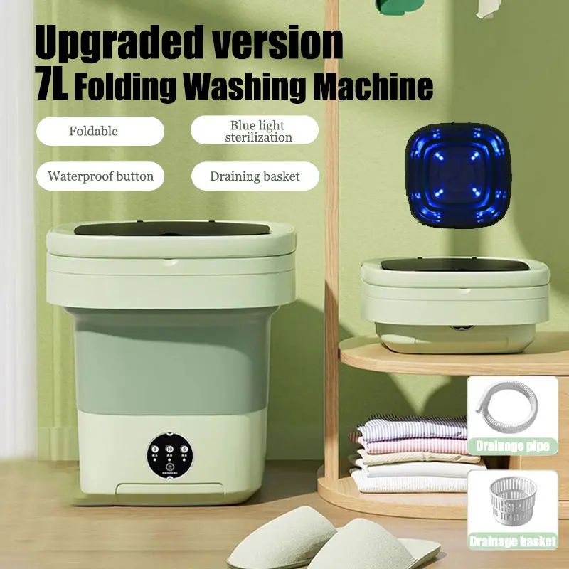【Ready Stock】8L Foldable Washing Machine Portable Electronic Mini Washing Machine with drain basket 3c Fast delivery 3Csg Travel Next Day Delivery