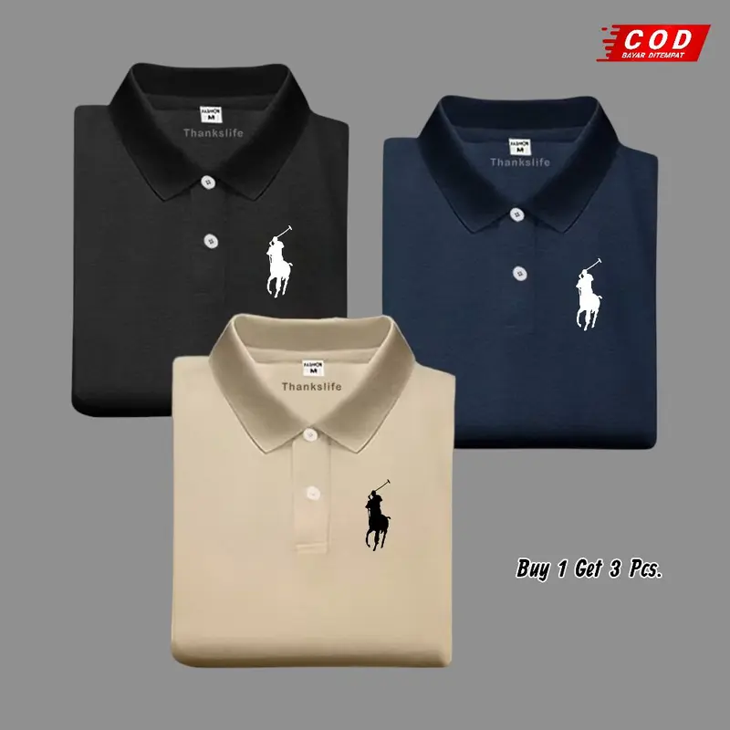 Paket 3 Pcs Kaos Polo Shirt Kerah Polos / Kaos Polo Pria Lengan Pendek Premium Quality 4