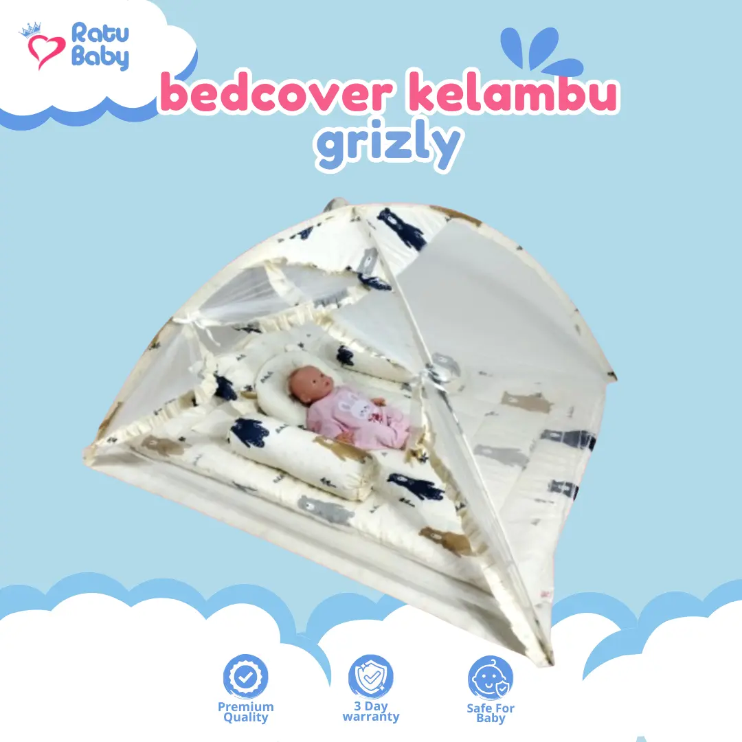 Ratu Baby - Bedcover Bayi set Bantal Guling Kelambu Tenda Anti Nyamuk l Kain Katun