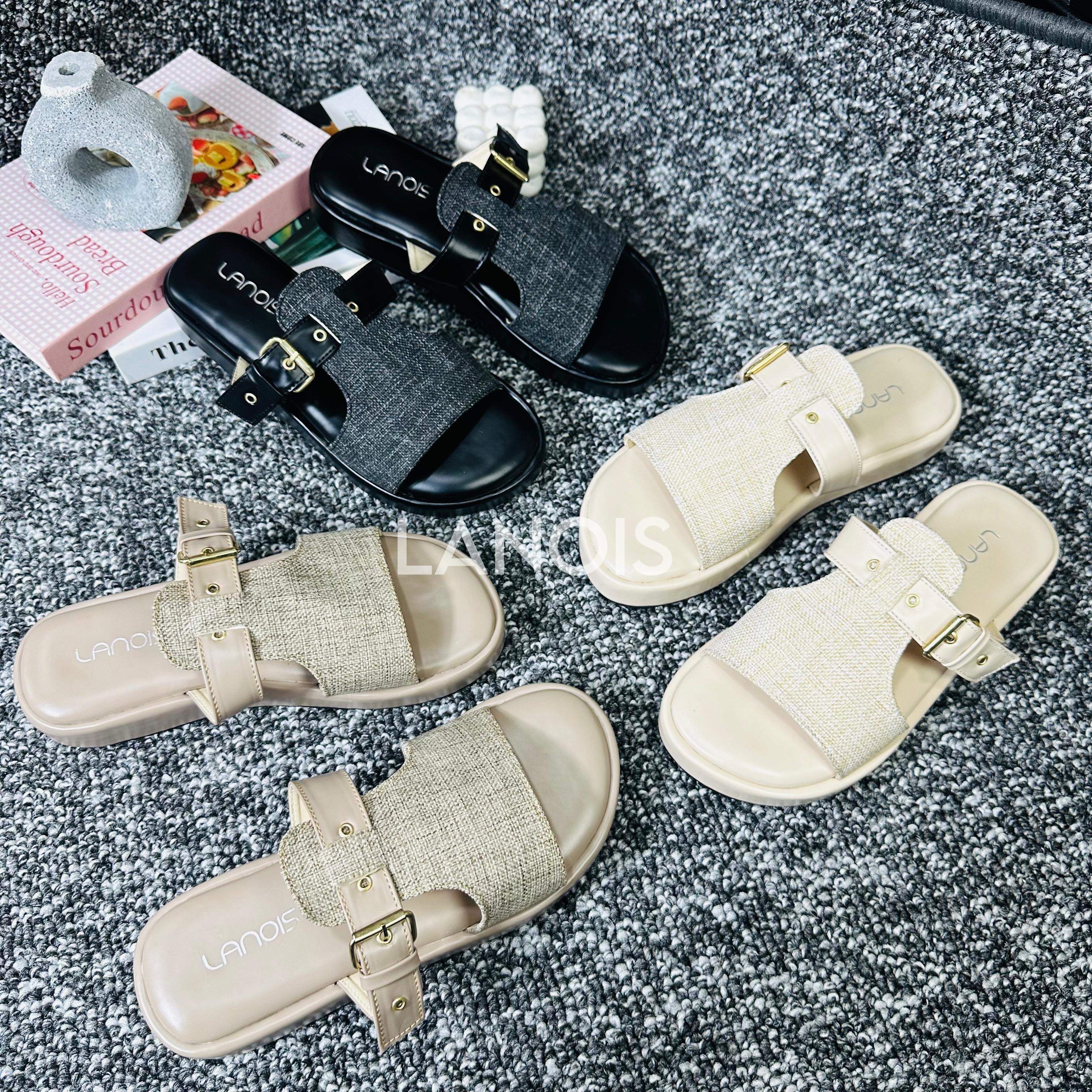 LANOIS Sandal Platform Wanita Tali Gesper Motif Rajut LANOIS Sandal Platform Wanita Tali Gesper Motif Rajut