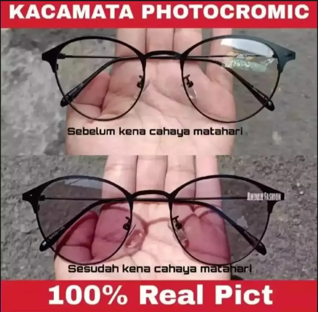 1920 KACAMATA PHOTOCROMIK NORMAL FREM TITANIUM Lensa Photocromic Hitam Biru