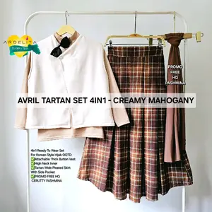 AVRIL SET TARTAN SERIES SETROK KOREAN STYLE OOTD HIJAB Muslim oversize Wanita Baju Setelan Dewasa Remaja panjang Atasan Katun