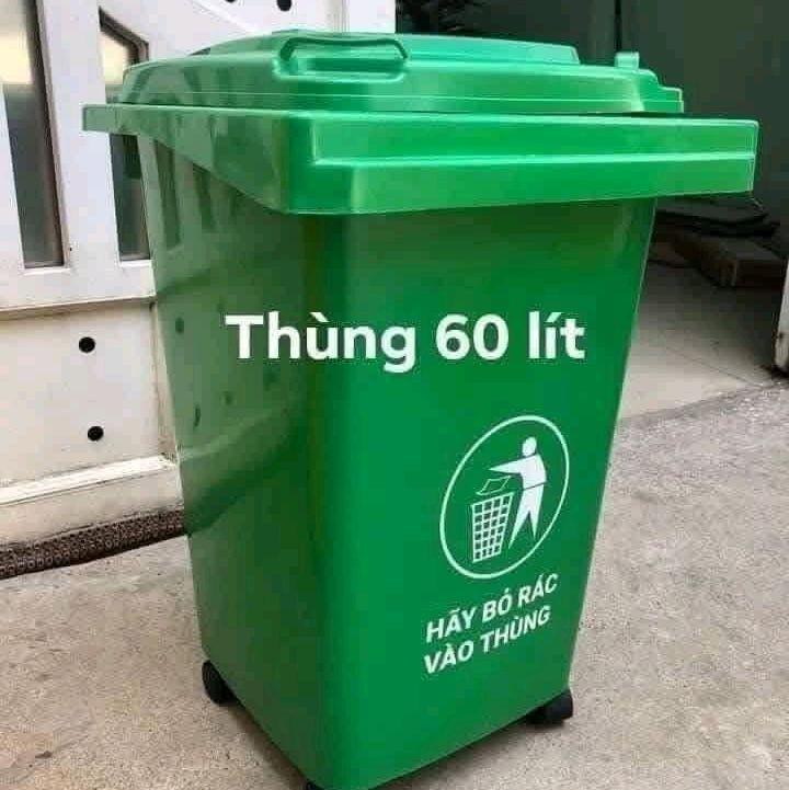 Thùng rác 60 lit có bánh xe, nắp đậy