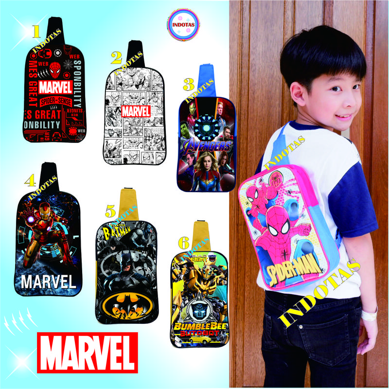 Tas Slingbag/Selempang Pundak Anak Karakter Kualitas Kremium Fashion 3