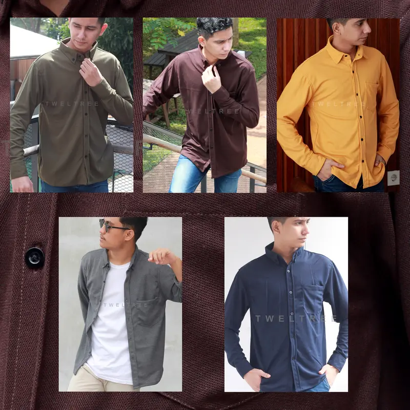 BIGSALE Tweltree Kemeja Kasual Pria Lengan Panjang Katun Pique Premium Casual Fit Tebal  Baju  Hitam Dewasa Murah Distro 8
