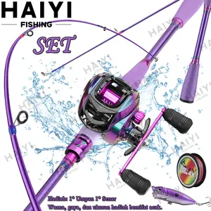 HAIYI FISHING Joran Pancing Set 1.65M/1.8M/2.1M Pancing Dan 12 + 1BB 7.2:1/8.0:1Gear Ratio Casting Fishing Reel Untuk Memancing Air Asin/Air Tawar Ultralight Weight Fiberglass Solid Casting Spinning