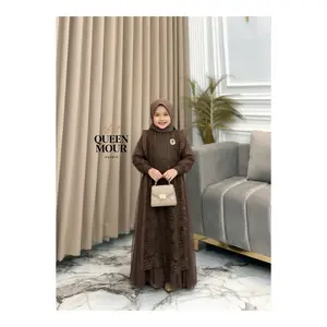 Nikita Dress Kids Gamis Brukat Anak Terbaru Usia 7 Sampai 13 Tahun Model Kekinian Warna Mahogany OOTD