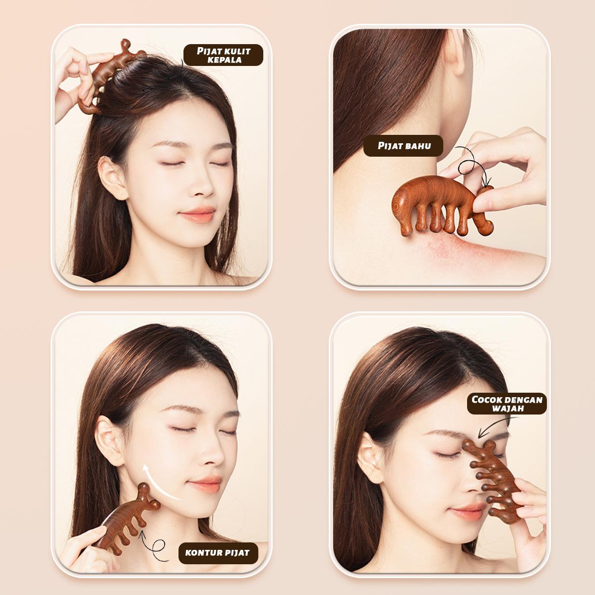 Sisir Pijat Meridian Kayu Cendana Sisir Pijat Lima Gigi Sisir Meridian Multifungsi Pengerukan Anti-statis Rumah Tangga Anti-penumpahan Anti-statis