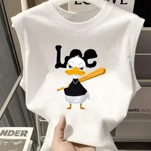 Kaos tanpa lengan trendi gaya Hong Kong untuk pria, gaya baru musim panas 2026, longgar, serbaguna, atasan hitam putih tanpa lengan yang tampan, kaos atasan pria dan wanita gaya terbaru.