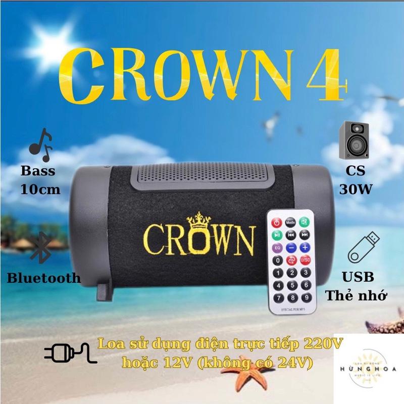 {Crown 4 } Trực tiếp điện 220V - Hoặc nguồn 12vol - Nghe nhạc : bluetooth , thẻ TF , Usb , dây aux in . ( Bass 10cm )