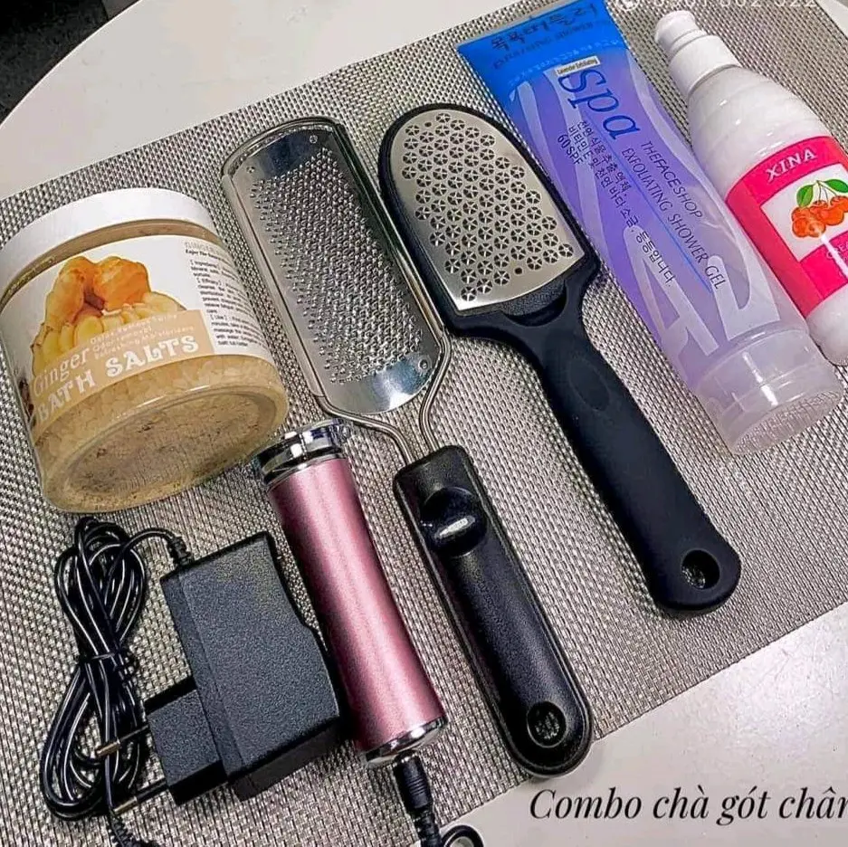 Combo đầy đủ dụng cụ trà gót chân chuyên nghiệp cho thợ nail spa