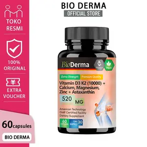 Bone & Skin Shield, sinergi D3K2(10000)+CaMgZn+Astaxanthin, perlindungan menyeluruh 60 kapsul