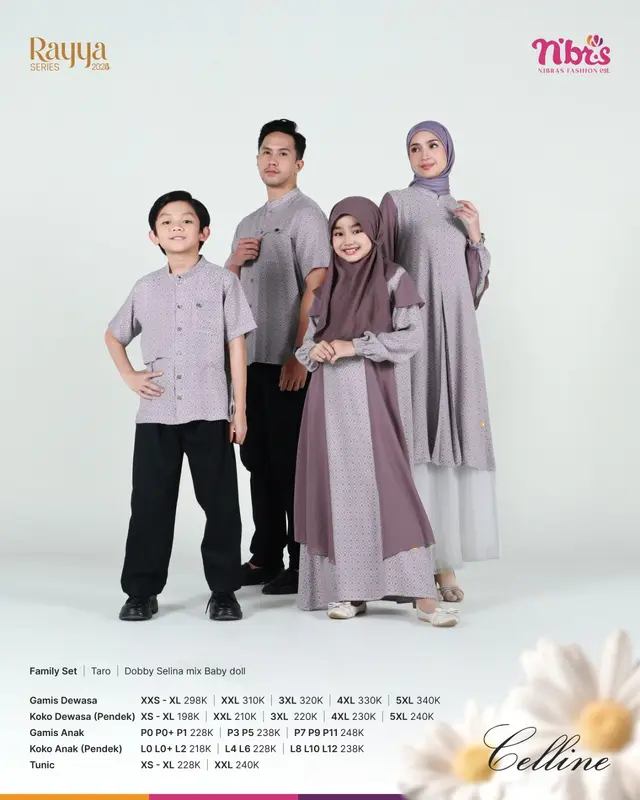 Sarimbit Raya series 2025 Nibras Celline Taro Keluarga Lebaran Couple Gamis 0