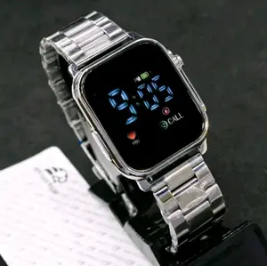 TERLARIS,, Jam Tangan Digital LED Wanita Strap Rantai Full Stainless Desain Kekinian Elegan Dipakai Setiap Momen Anti Air Gratis Batre Cadangan (BISA COD) Watches Waterproof