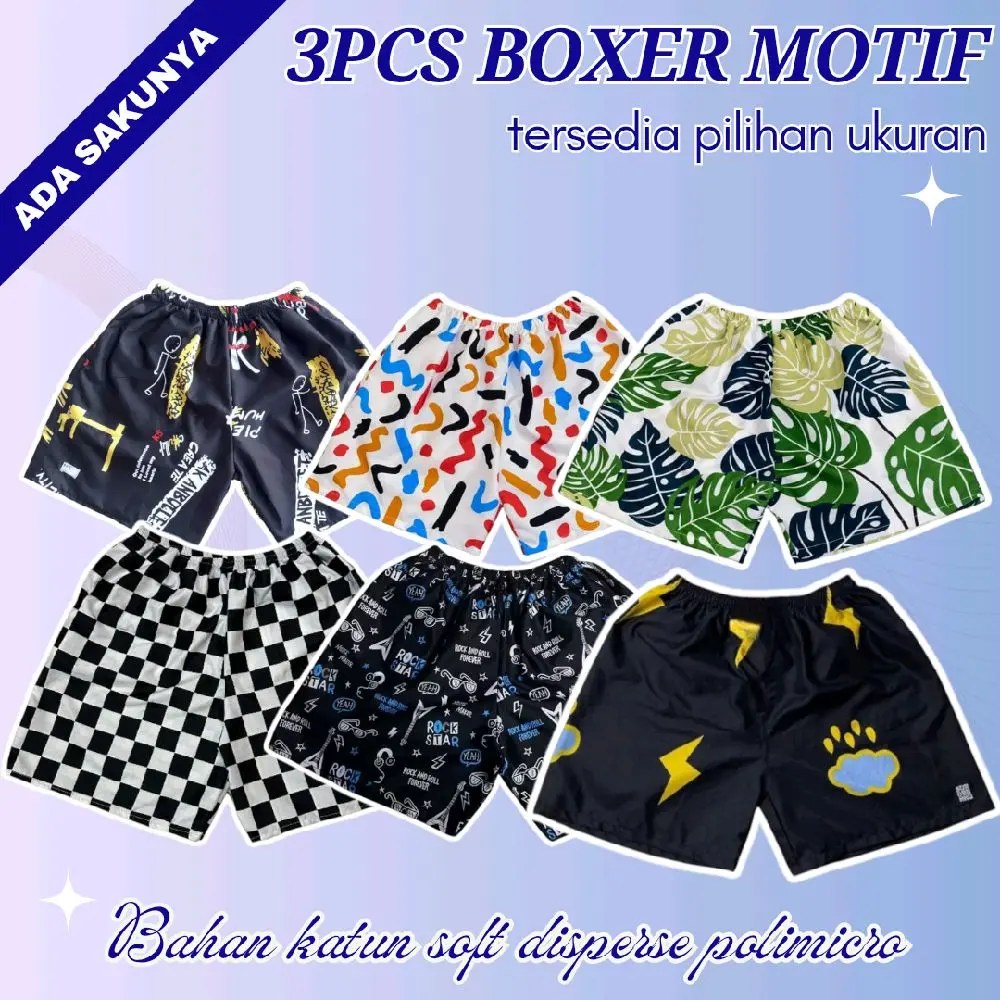 Celana Boxer Motif (isi 3 Celana ) size XL & XXL Katun