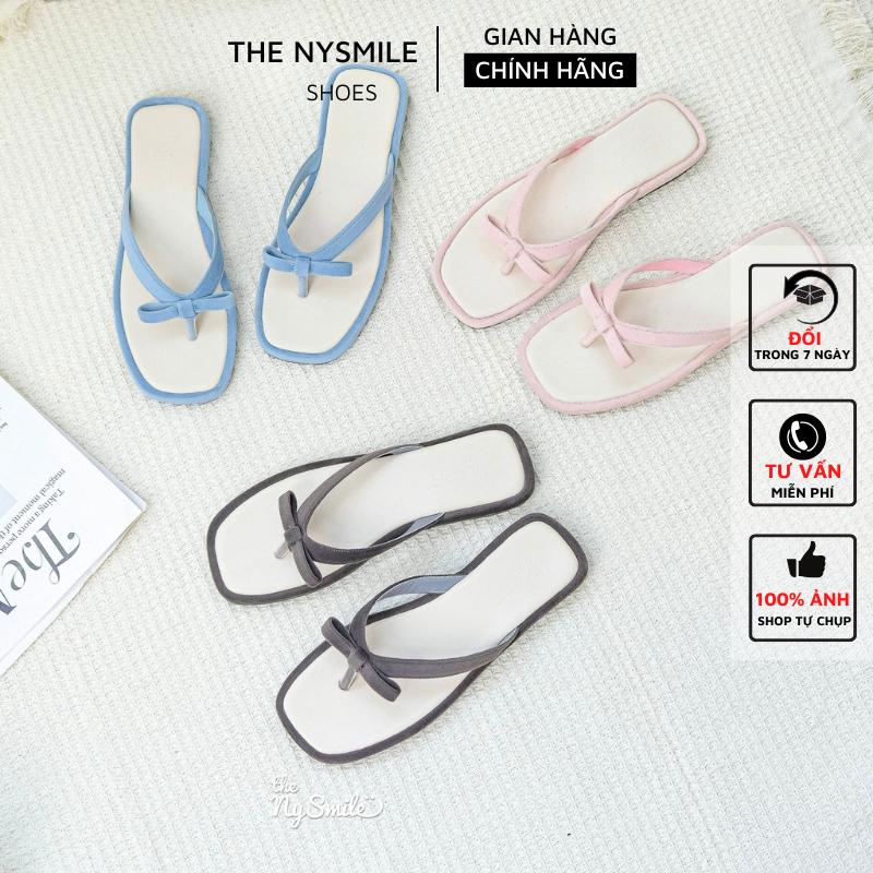 Dép nữ BIG SIZE 35 - 40 Dép Xỏ Ngón Nơ dép nữ dễ thương phối nhung mịn - THENYSMILE - KANI