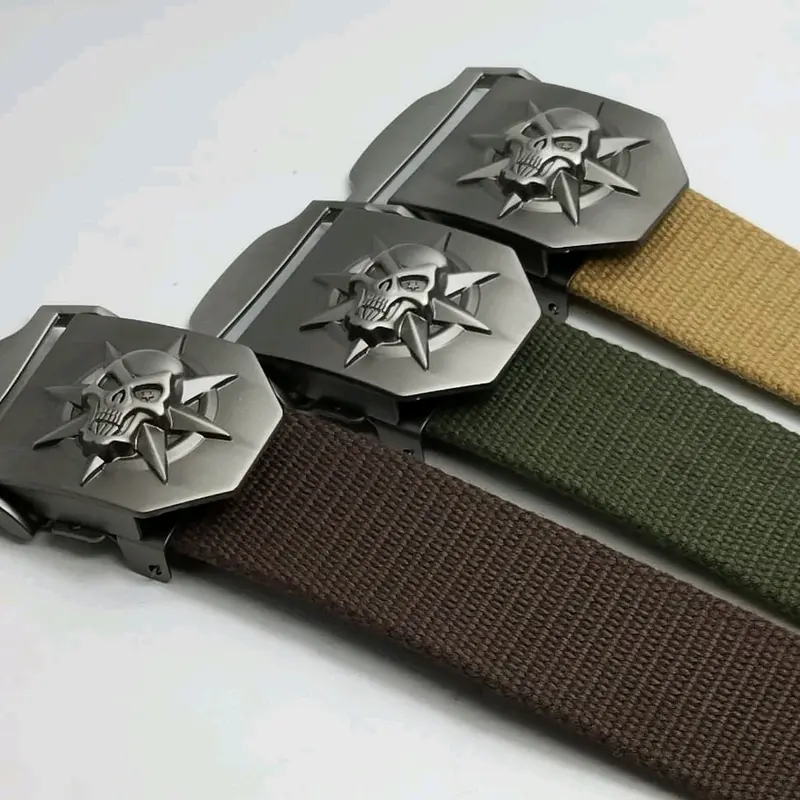Sabuk ikat pinggang pria tactical KATUN CANVAS kepala besi tebal Premium 16T Model jepit 1