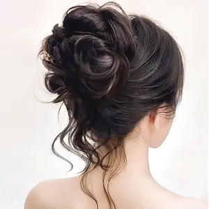 (Twotones) Jepit Rambut Wig Cepol Sanggul Tebal Rumbai Messy Synthetic Curly Wigs Bun Hair Claw Clip HWB003