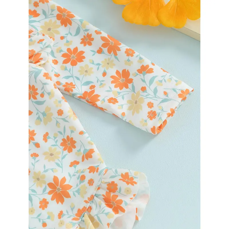 Đồ Bơi Trẻ Em Và Bé Gái Mới Biết Đi, 6, 12, 18, 24 Tháng, 2T, 3T, 4T, Áo Tắm Dài Tay, Cổ Thuyền Viên, In Hoa, Bộ Đồ Tắm Mùa Hè, Đồ Đi Biển 2