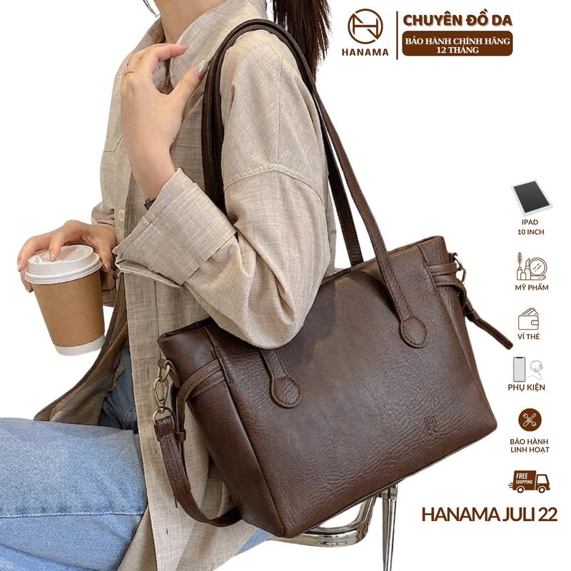 _Không Charm_Hanama Túi Xách Nữ HN JULI 22 Da PU Cao Cấp Màu Đen Nâu Dễ Phối Đồ…