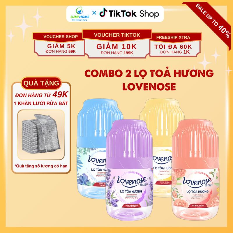  Combo 2 lọ tỏa hương LOVENOSE 180ml  Sáp thơm tự nhiên dễ chịu khử mùi nhà vệ sinh 