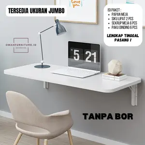 Omahfurniture.id Meja Lipat Dinding Tanpa Bor Meja Laptop Kerja Estetik + Ukuran 40x120cm / 50x100cm / 40x100cm / 60x80cm / 50x80cm / 40x80cm / 40x60cm / 30x60cm / 20x60cm