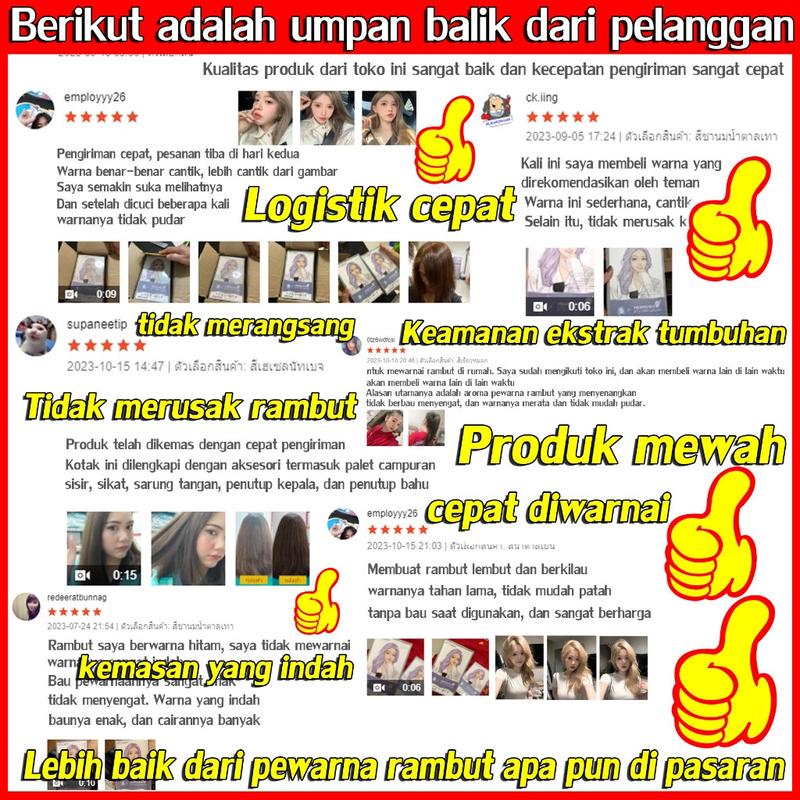 Pengiriman Cepat Menutupi Uban Coklat Cool Hair Color Tanpa Pemutihan Pewarna Rambut Cat Rambut Tidak Merusak Kulit Kepala Cocok Untuk Semua Kulit Milk Tea Golden Brown Burgundy Cranberry Red Penghitam Rambut Uban Warna 2