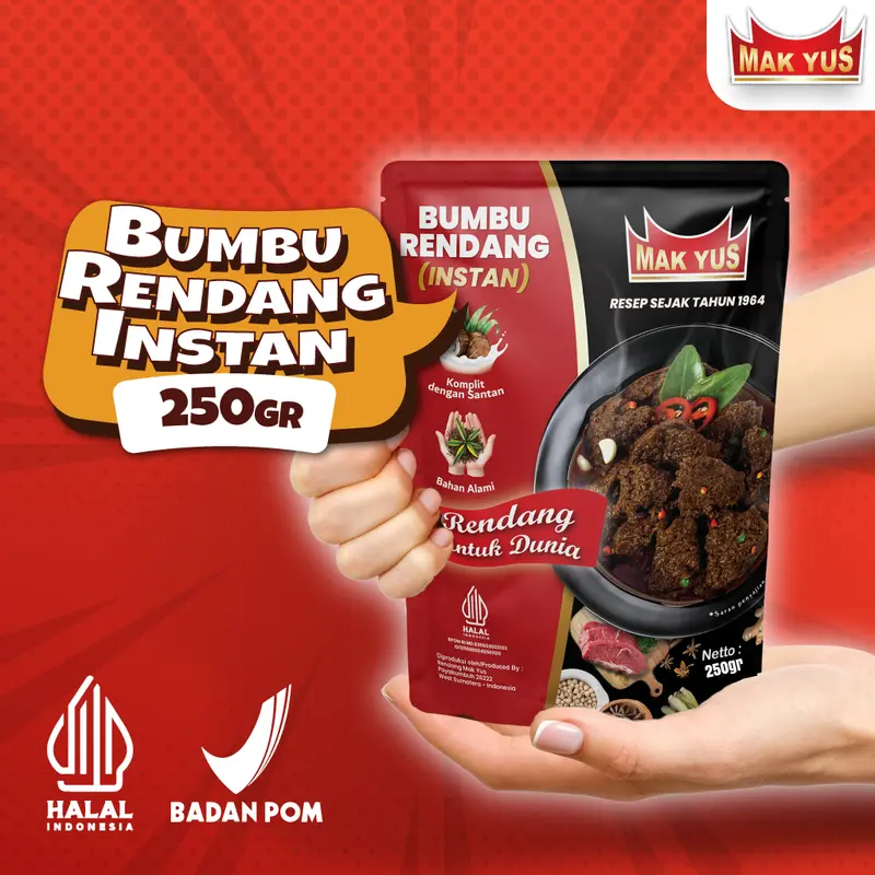 Bumbu Rendang Instan  (250)gr Mak Yus praktis 0