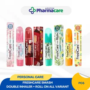 FRESHCARE SMASH DOUBLE INHALER + ROLL ON | VARIANT MATCHA, SAKURA, SMASH FRUTTY | MINYAK ANGIN AROMATHERAPY 4in1