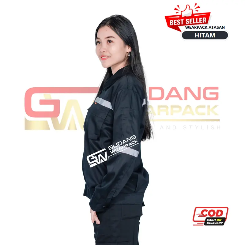 Wearpack Stelan Lengan Panjang (Baju dan Celana) Warna Hitam Polos 2