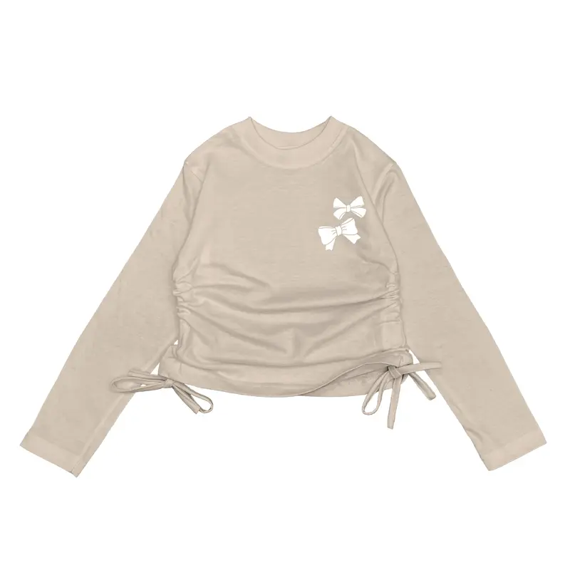 Baju Kaos Crop Serut Anak MECUKIDS Motif PITA 2 Coquette Lengan Tangan Panjang Usia 4 5 6 7 8 9 10 Tahun 2