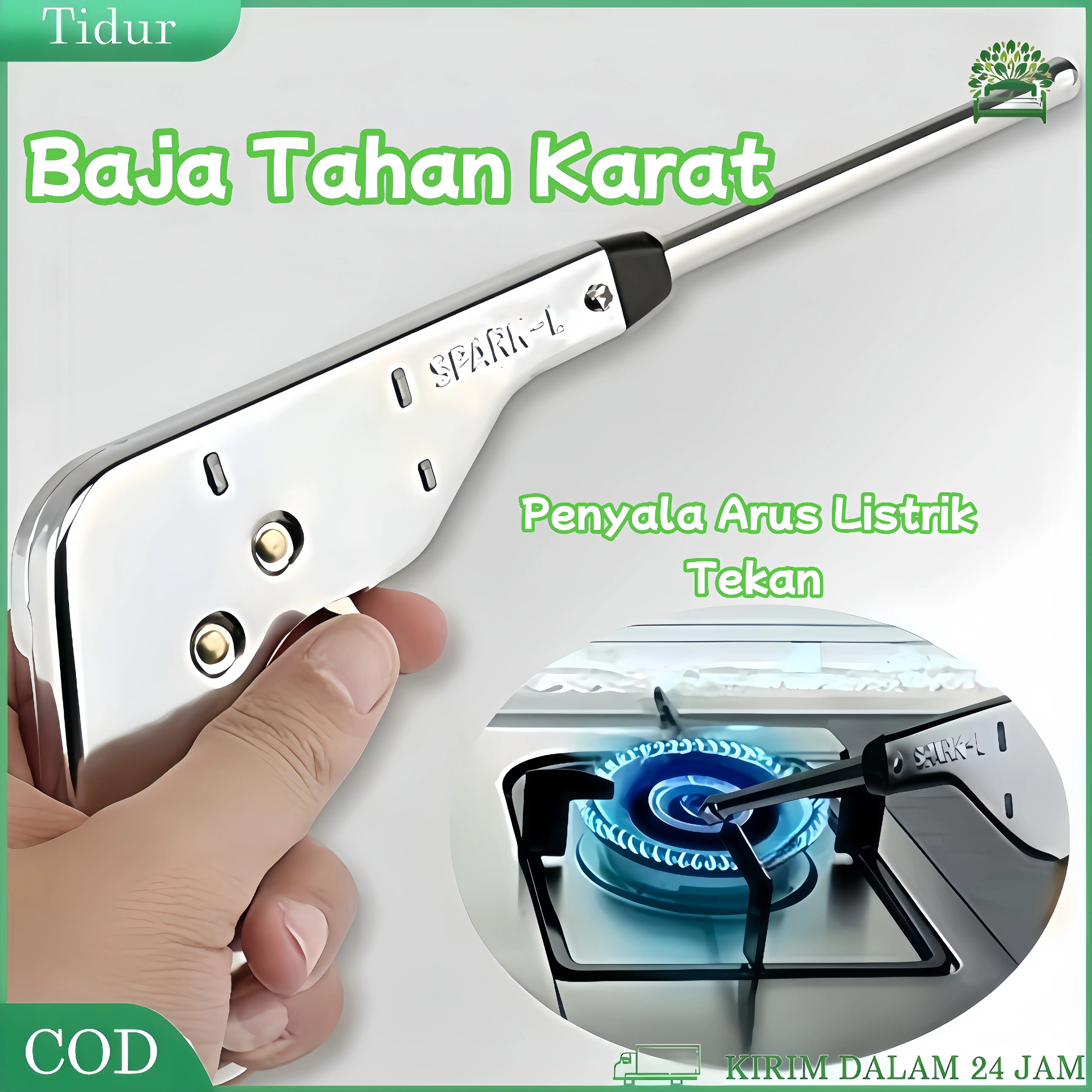 Steel Korek Api Gas Panjang Electrik Pemantik Kompor Gas Lighter