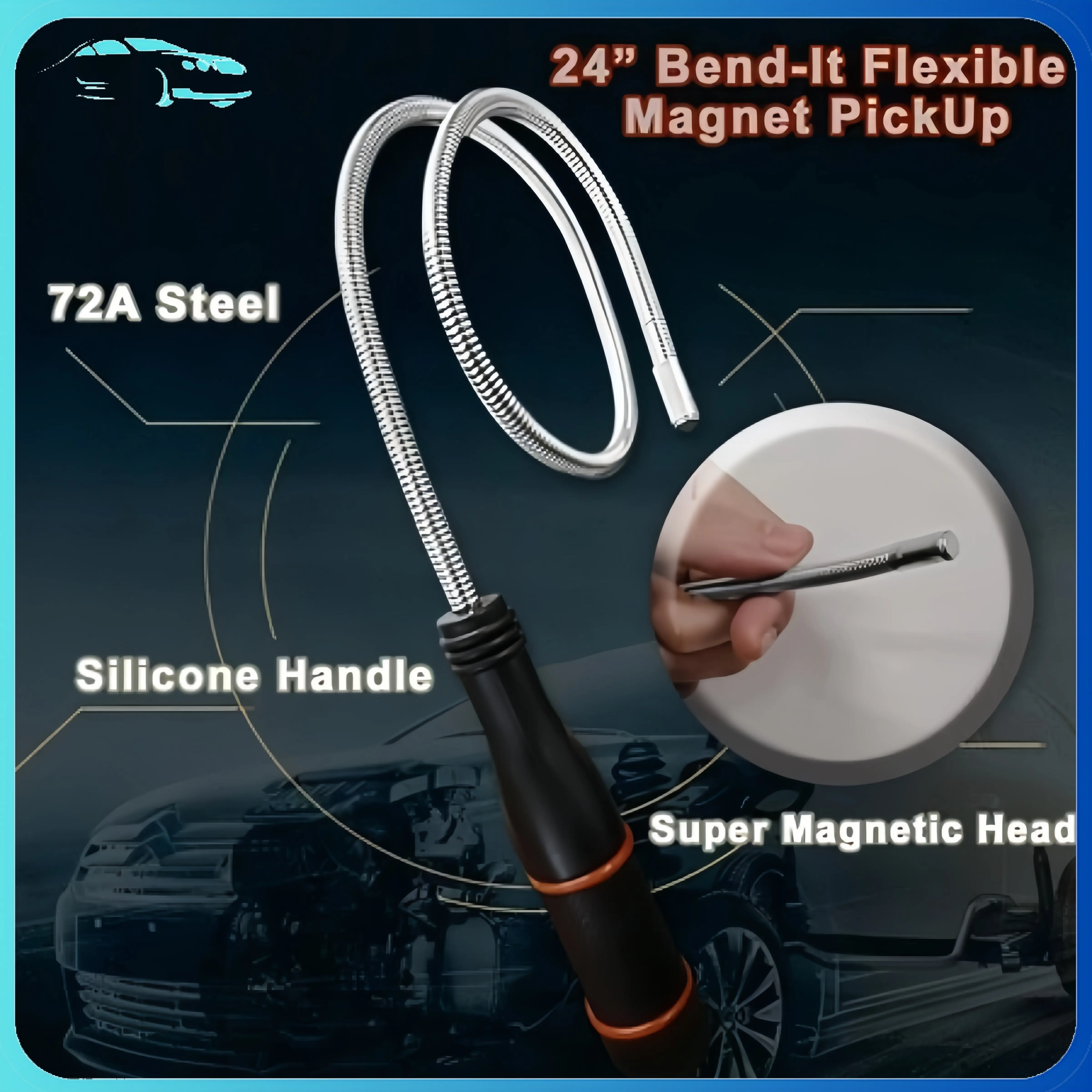 【mobildage】Batang logam magnetik Batang Magnet Yang Dapat Ditekuk Alat Pengambil Magnet Yang Panjang Dan Fleksibel Magnet Yang Kuat mobil Car