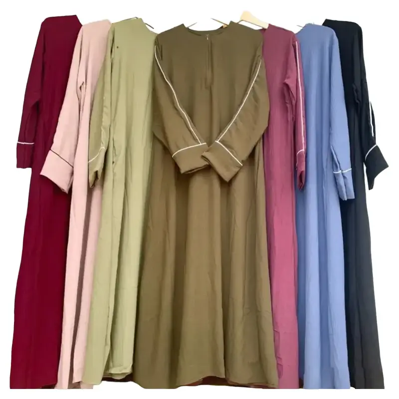 Jembarmuslim - Abaya List Ban Tangan | Gamis Basic Simple Variasi Setrip Exclusive Airflow Crinkle Dress Hitam Lembut Casual Remaja Wanita Muslim Dewasa Maxi Syari Lebaran gamisabaya 7