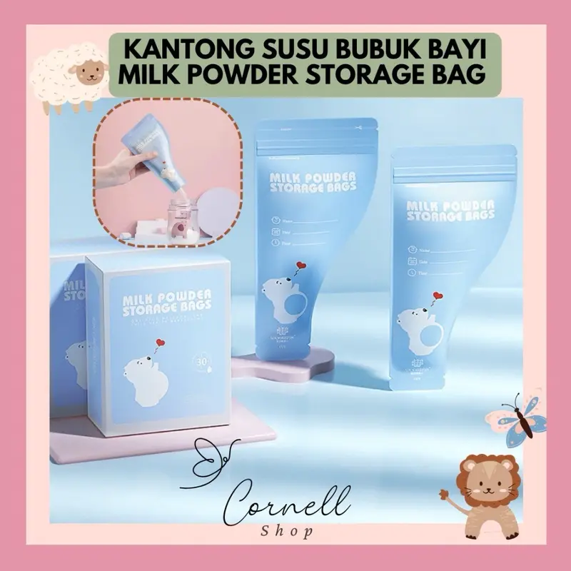 ￼Kantong susu bubuk bayi tempat susu bubuk disposable milk powder storage bag Biru Pink kantong formula Peralatan travel 0