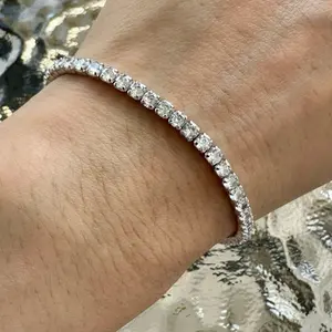 Gelang Rantai Full Permata Putih + Adjusatble Ring - Gelang Wanita Mewah - Gelang Wanita Cetar