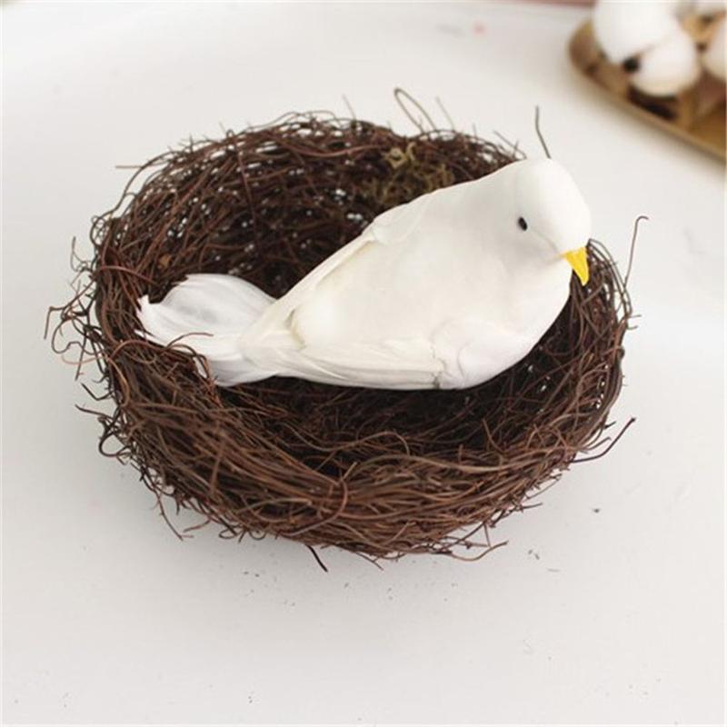 1 Set Creative Photography Props Home Decoration Fake Eggs Toad Vine Woven Straw Roost Artificial Birds Nest 3