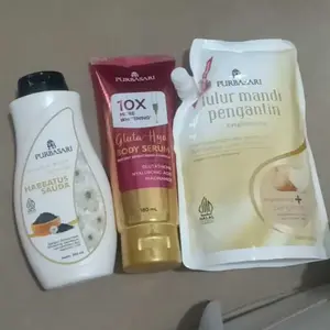 [ISI 3] Paket Pencerah Badan Viral Habbatussauda Purbasari Lulur Mandi Pengantin 500gr | Body Serum 180ml | Hand & Body Lotion Habbatussauda 200ml