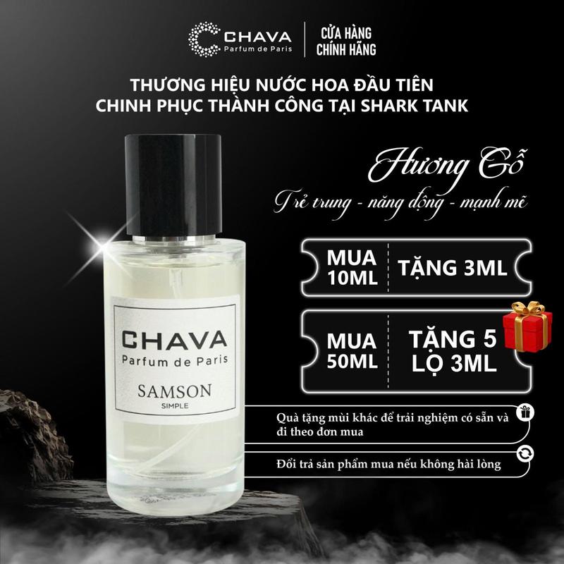 [Nước Hoa Nam Trẻ Trung, Năng Động] C CHAVA SIMPLE SAMSON - Mùi Hương Tươi Mát, Gỗ Nồng Ấm, Mạnh Mẽ & Quyến Rũ - Phong Cách Năng Động, Cá Tính, Tự Tin - Chính Hãng, Lưu Hương Lâu 6-8h/Da & 3-4 Ngày/Quần Áo, Perfume Xịt Thơm
